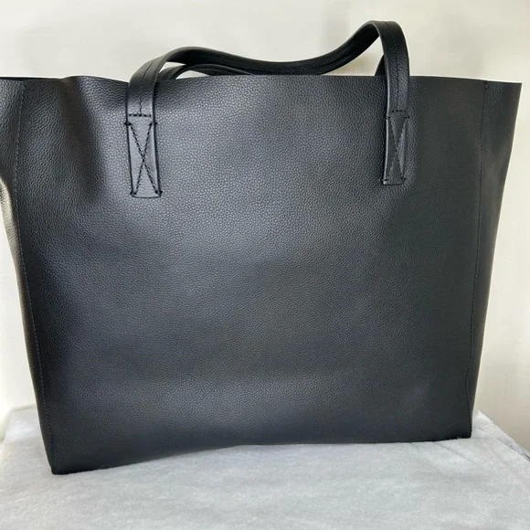 J Crew Pebbled Leather Large Carryall Tote- Black - Picture 2 of 8